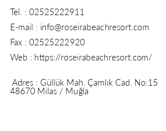 Roseira Beach Resort iletiim bilgileri